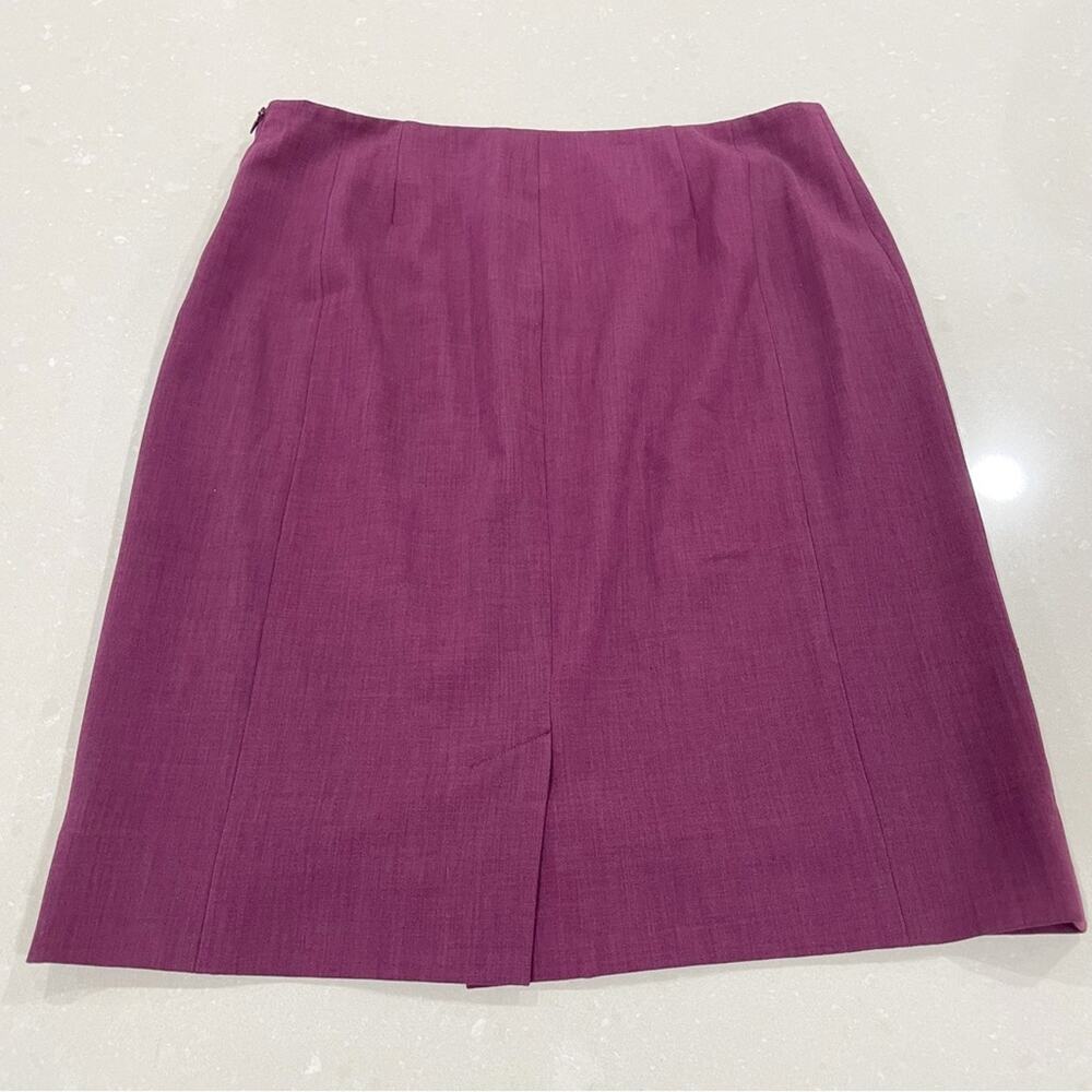 M.M. Lafleur Classic Flat Front A Line Mini Skirt Plum 8 - Picture 2 of 4